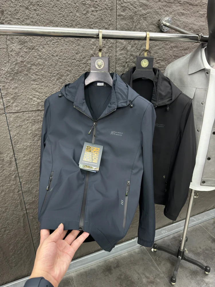 

Svip Luxury Busin Travel Milk Silk Autumn Faion Hooded Functional Glued Comfortable Casual Jaet Men's Outerwear