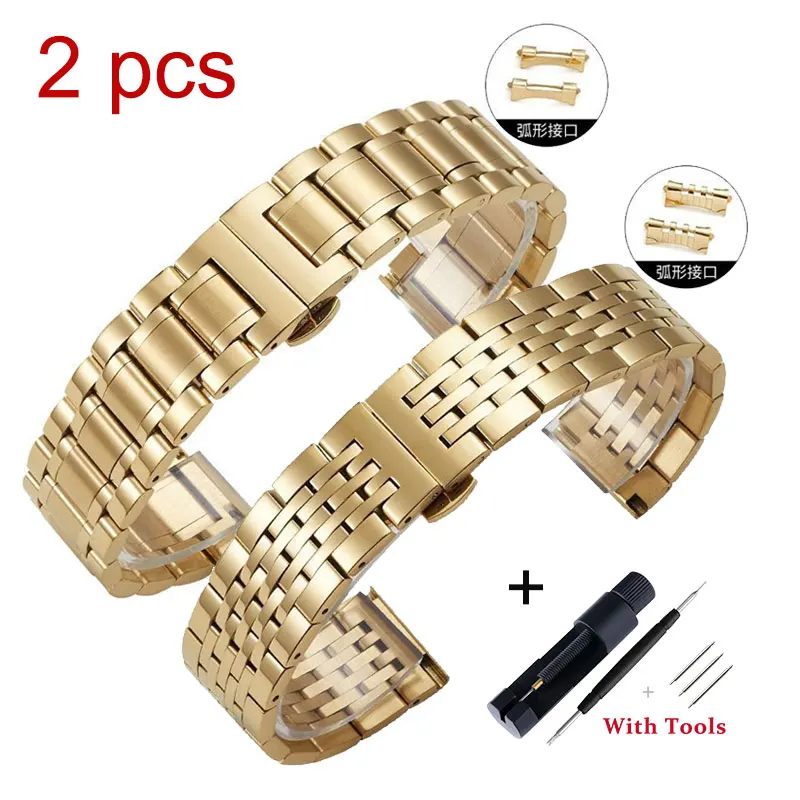 

2pcs/lot High Quality Solid Stainless Steel Watch Strap Replacement for 20mm 22mm Universal Metal Folding Buckle Band Accessory