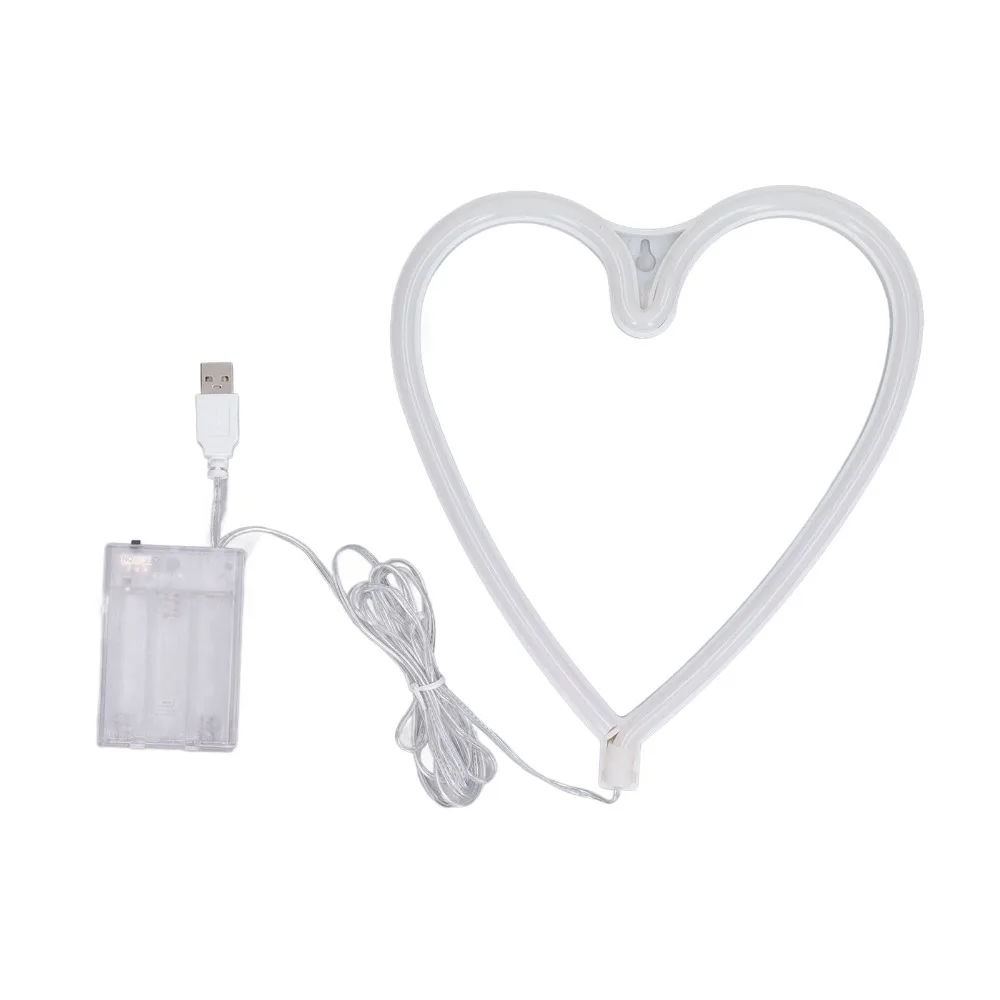 Decorative Heart Shaped LED Neon Light PVC Material Wall Mountable Neon Light USB Battery Operated LED Sign Valentine's Day