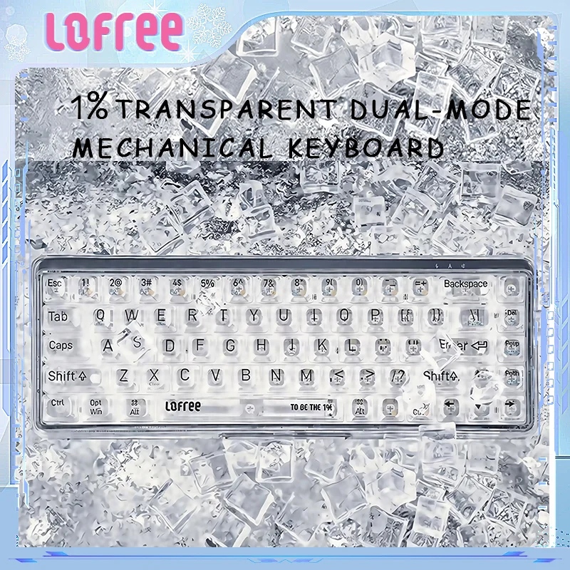 

Lofree 1% прозрачная двухрежимная механическая клавиатура Kailh блистерный переключатель Bluetooth/проводная клавиатура ПК для игрового офиса IPad