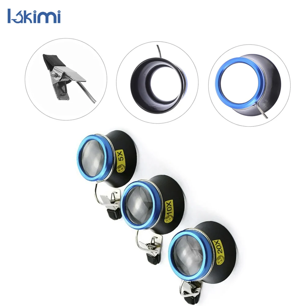 

Clip-On Portable Eyeglass Magnifier with 5X, 10X, and 20X Magnifying Lenses for Watchmakers Repair Tool LA-AA68