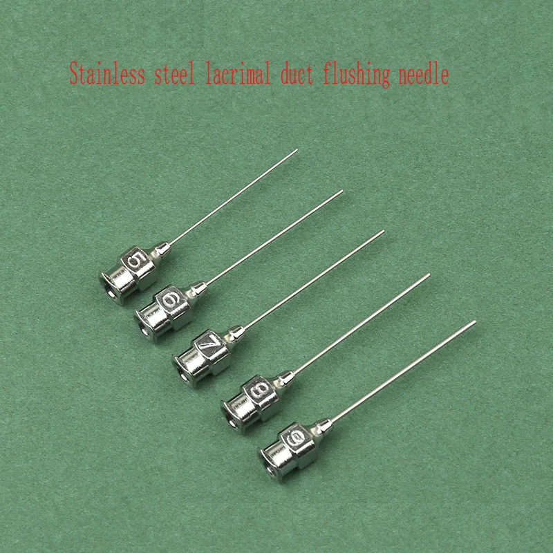 Ophthalmic irrigating needle, stainless steel instrument, lacrimal duct surgery flat mouth needle, straight curved angle type, 4