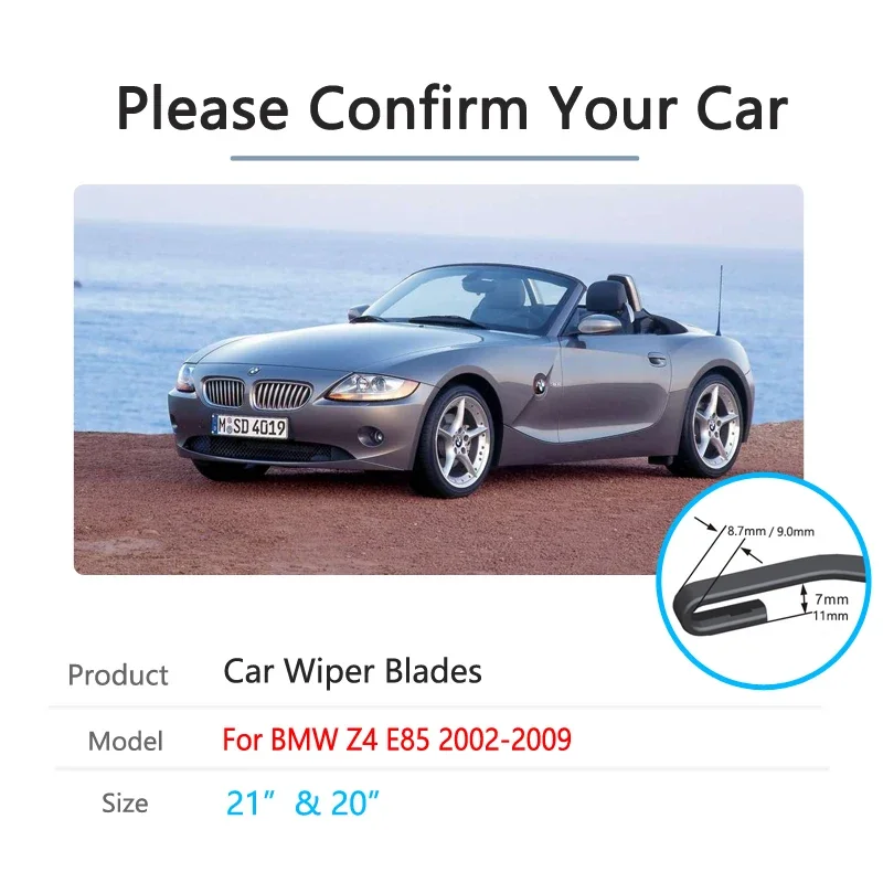 Car Wiper Blade for BMW Z4 E85 2002 2003 2004 2005 2006 2007 2008 2009 Front Windshield Windscreen Brushes Wash Car Accessories