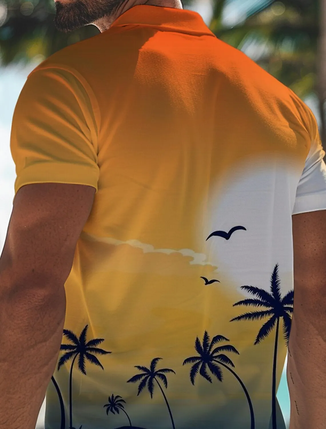 Summer Tropical Floral Botanical Men\'s Casual 3D Print Golf Polo Polyester Short Sleeve Tee Turndown Micro-elastic Lapel Polo