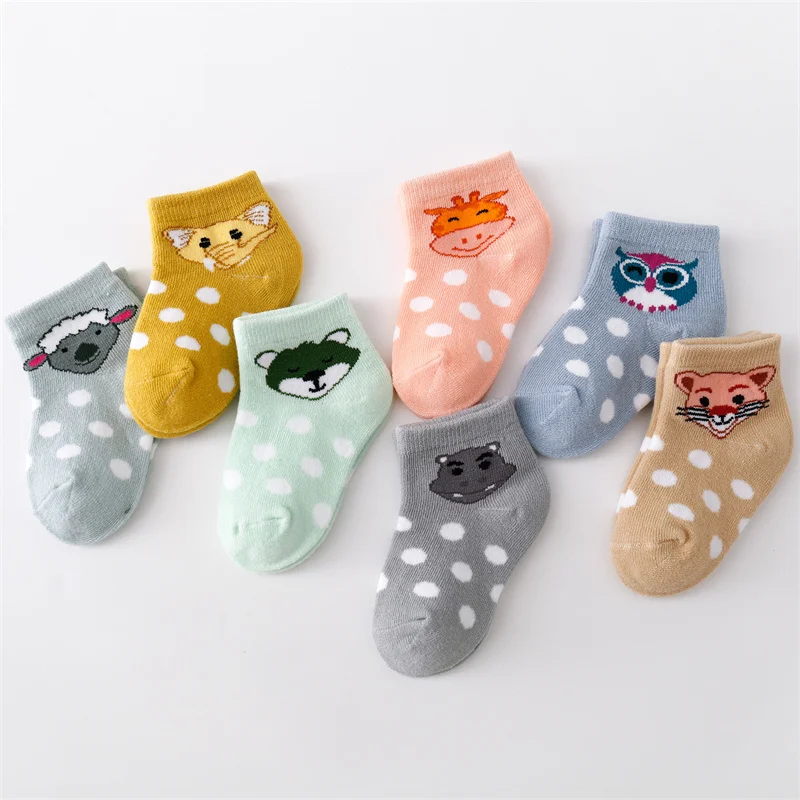 7Pairs/Set 0-24Month Socks For Girls Spring Summer Newborn Baby Boys Girls Socks Cotton Cartoon Casual Infant Sock 2024 New