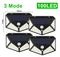 1/2/4/Pcs 100 LED Wall Lights Outdoor Solar Lamp PIR Motion Sensor Solar Powered Sunlight Street Light for Garden Decoration