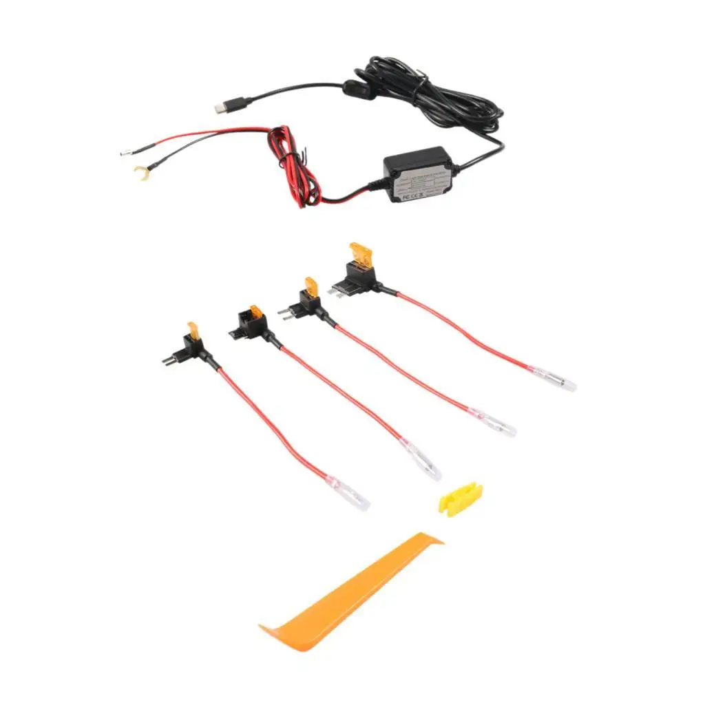 Dash Cam Hardwire Kit Type C Power Supply Step Down Cable Universal Car Recorder Accessory for