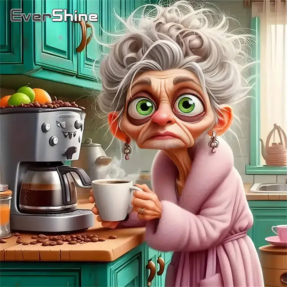 Evershine New Arrival Diamond Embroidery Old Woman DIY Mosaic Portrait Acrylic Craft Supplies Painting Cartoon Handicraft