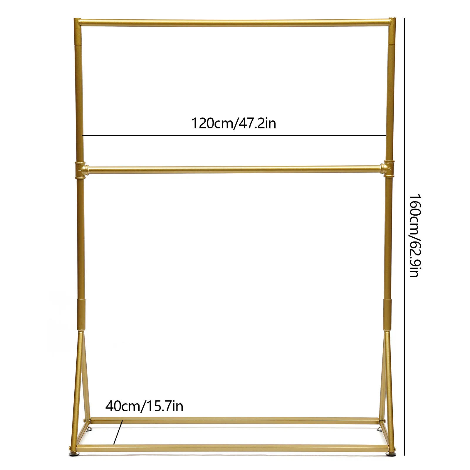 رف ملابس صناعي ذهبي عتيق حامل ملابس حديد قائم بذاته 47.24*15.75*62.99in