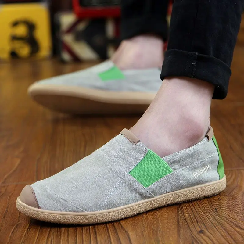 Men Summer Breathable Linen Slip on Shoes Woven Straw Casual Canvas Loafers Lightweight Couple Footwear