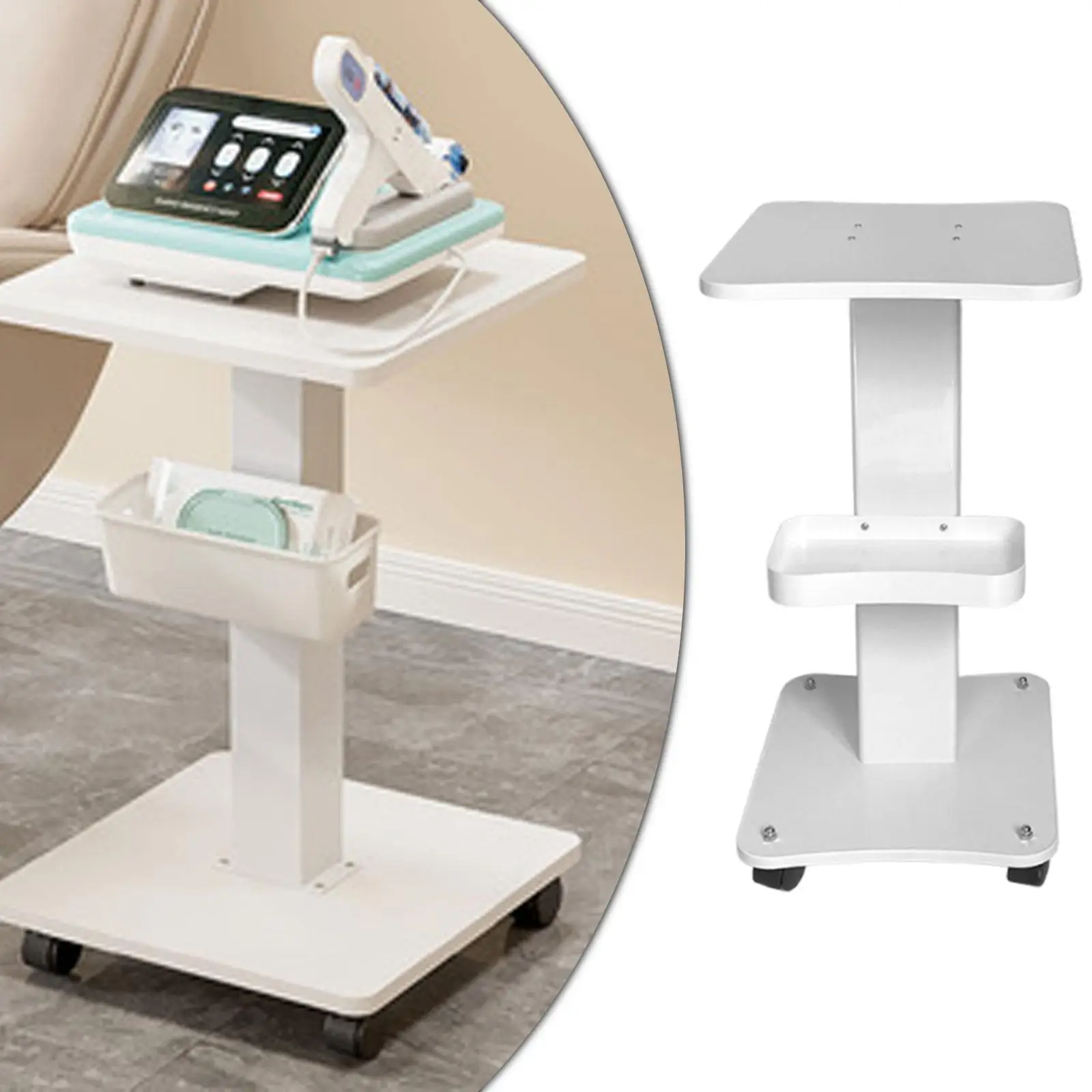 3 Tiers Rolling SPA Beauty Salon Cart Sturdy 26.5inch Tall Lab Serving Cart