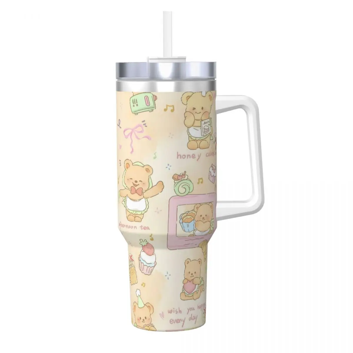 Stainless Steel Tumbler B-Butters Bears Mugs Cup With Straws Travelist Cold Hot Water Bottle Heat Preservation Large Thermal Mug