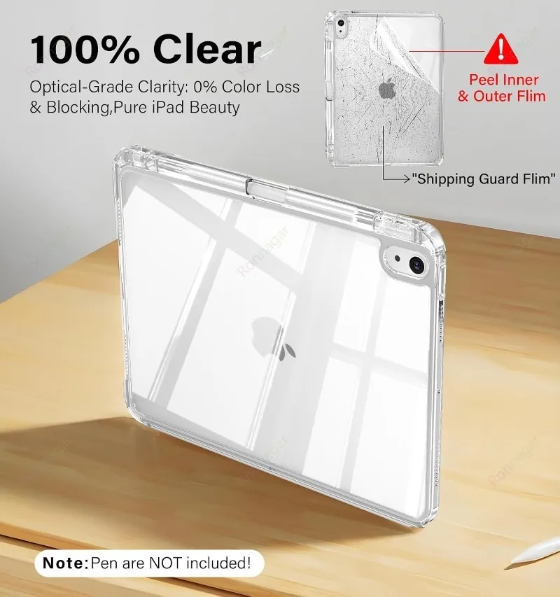 Detachable Sliding Case for iPad A16 11th/10th Generation 11/10.9 Inch 2025/2022 with Pencil Holder Slim Multi-Angle Wake/Sleep