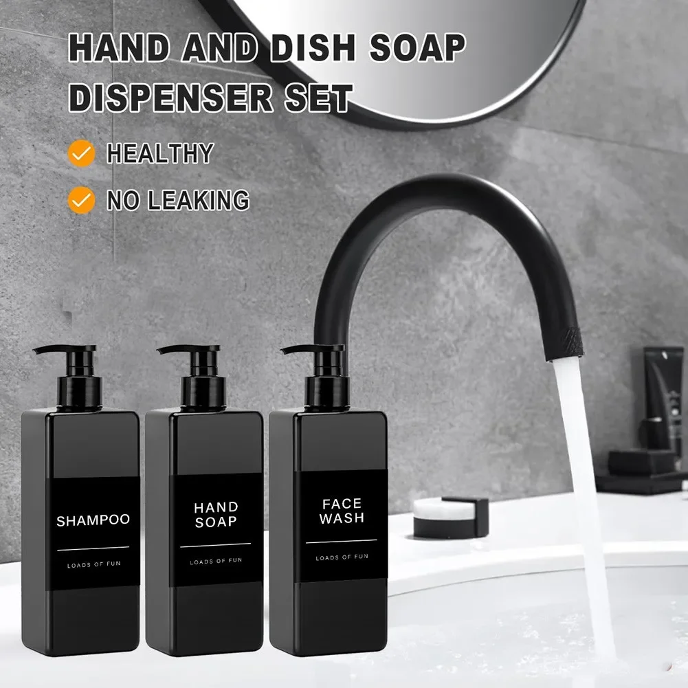 Bathroom Refillable Square Bottle Dispenser Lotion Containers With Labels Hand And Dish Hand Soap Dispenser 2pcs 3pcs 500ml