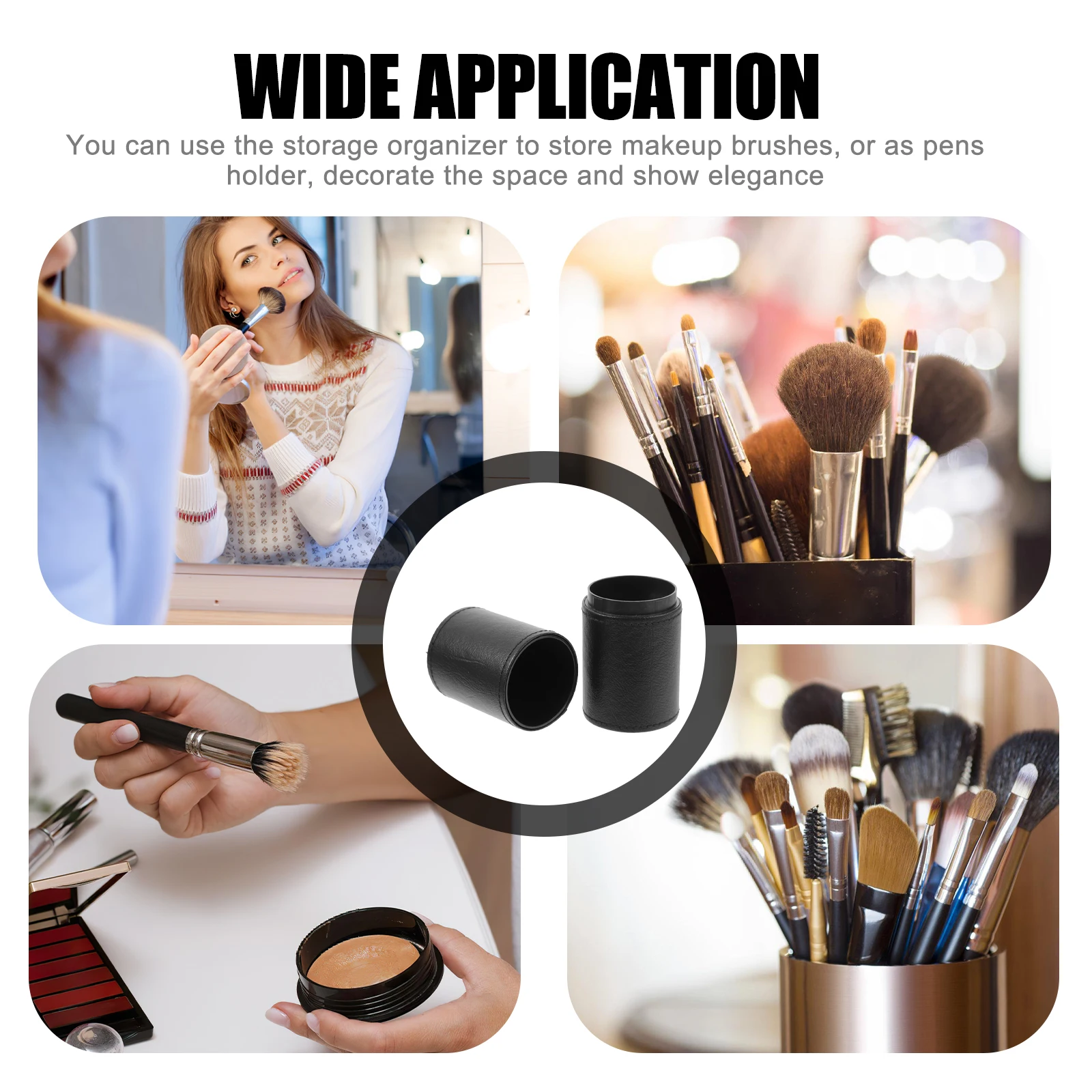 

PU Makeup Brush Holder Cup Storage Container for Pens Combs Desktop Organizer Pen Holder Brush Dispenser Craft