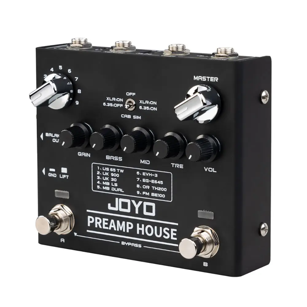 R-15 Preamp House Aluminum Alloy Black Guitar Pedal 18 Tones Dual Channel Distortion Clean Electric Guitar Lonestar Effect