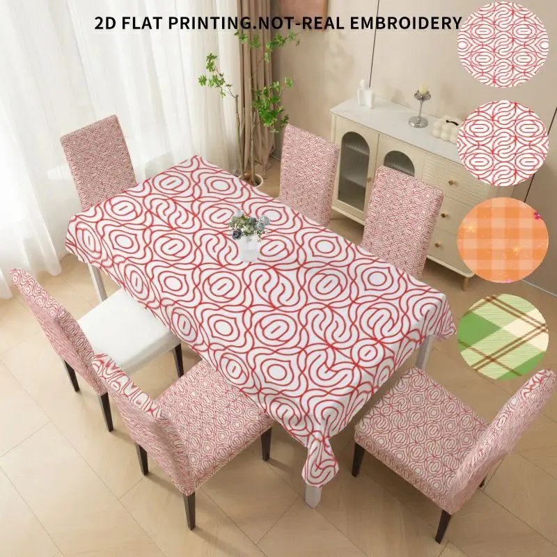 Elastic dining chair cover Bow chair cover Tablecloth, geometric line check 2D flat pattern