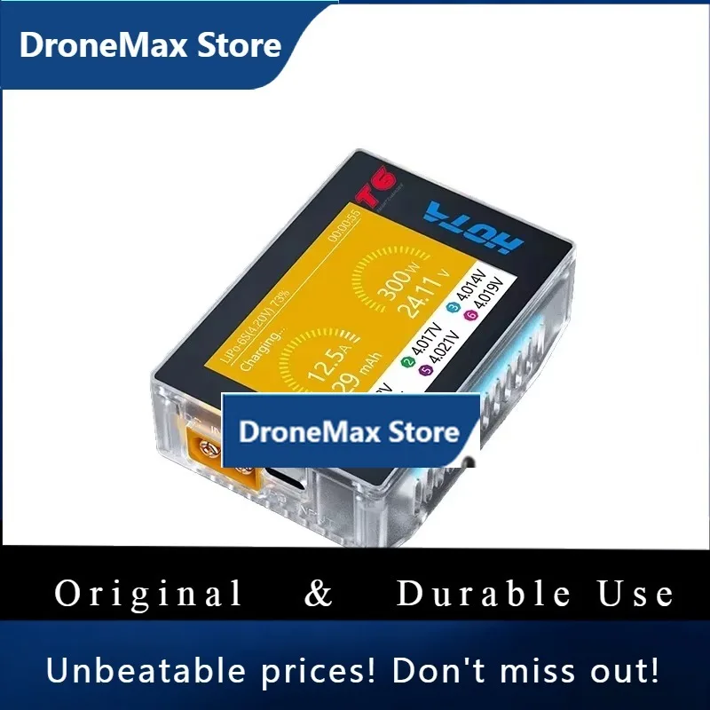 DroMaHOTA T6 Smart Charger DC/PD Dual Input 300W 2.4IPS Supports XT60 And TYPE-C Interfaces Compatible PD3.0 FPV RC Battery Ch
