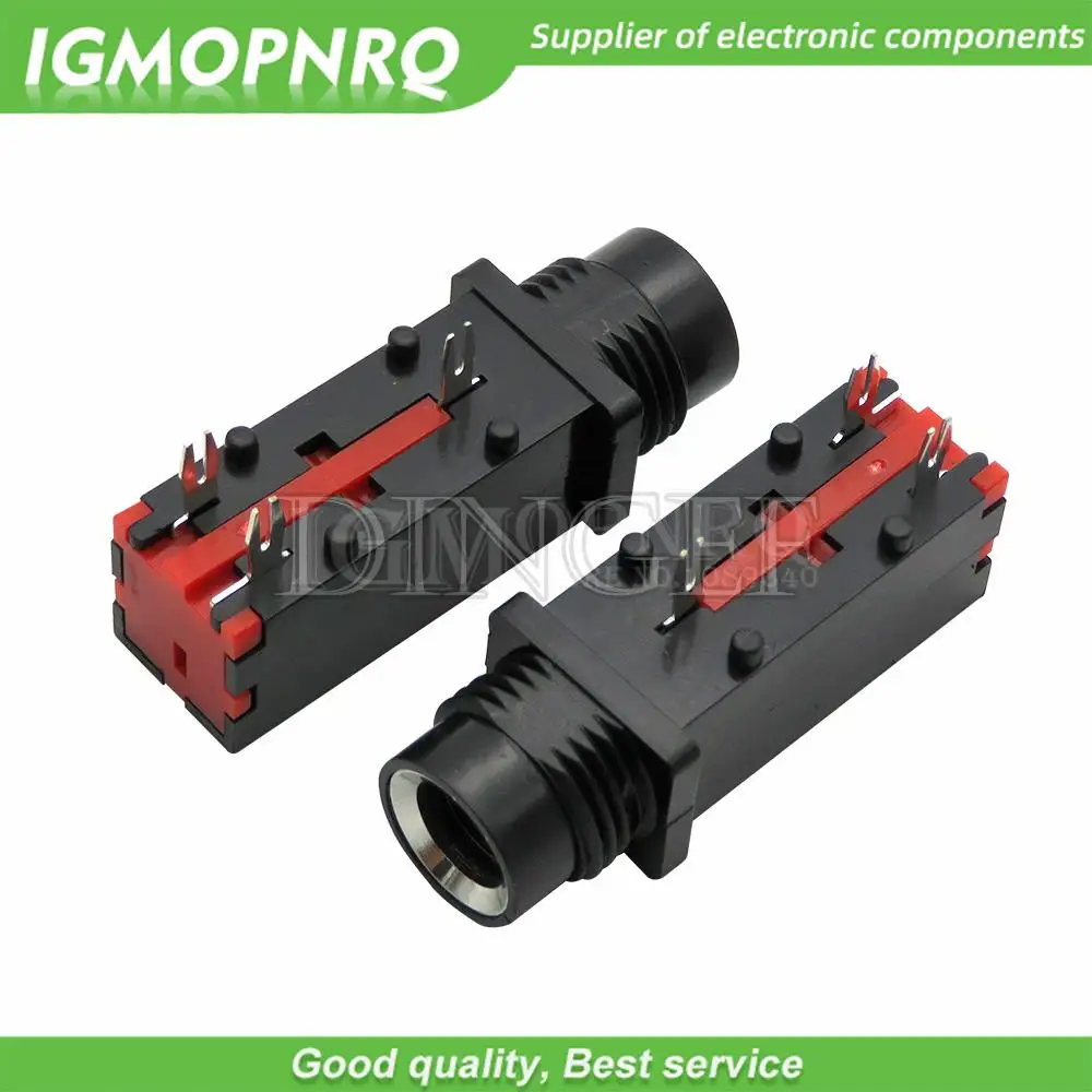 5PCS/LOT PJ-309 6.35mm Audio Jack 3Pin Stereo Audio Socket Microphone Welding Line For Microphone Socket PJ309