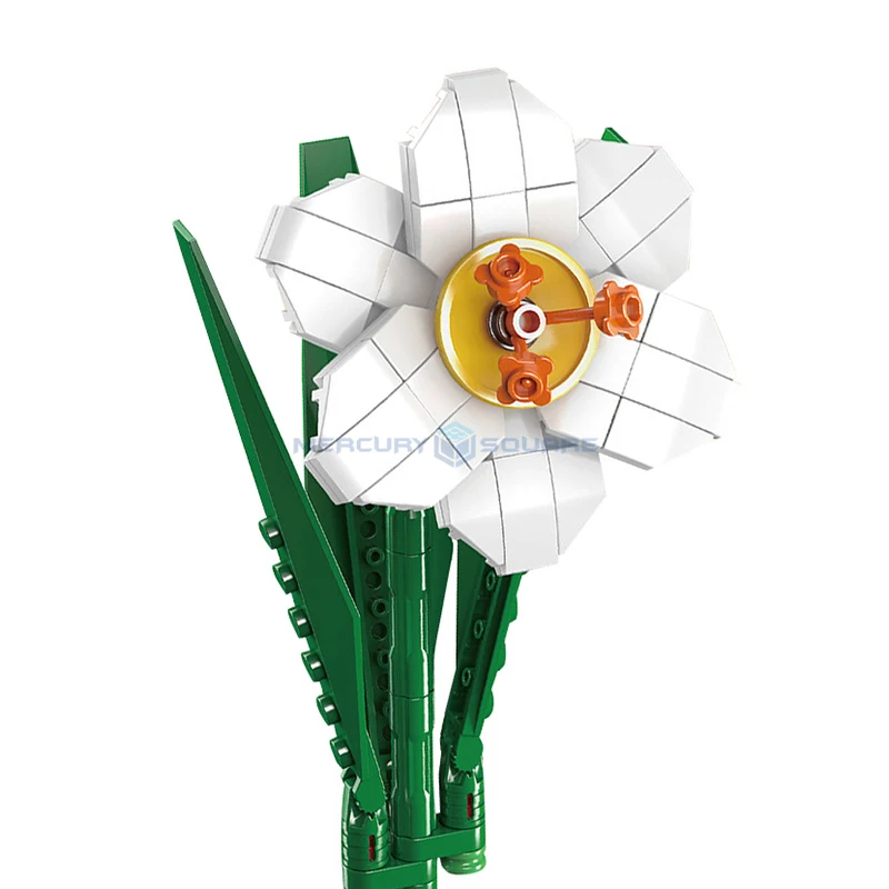 Narcissus Model Building Blocks Botanical Collection Series Flower World MOC 24008 DIY Ideas Plant Bouquet Bricks Toy Gift Girls