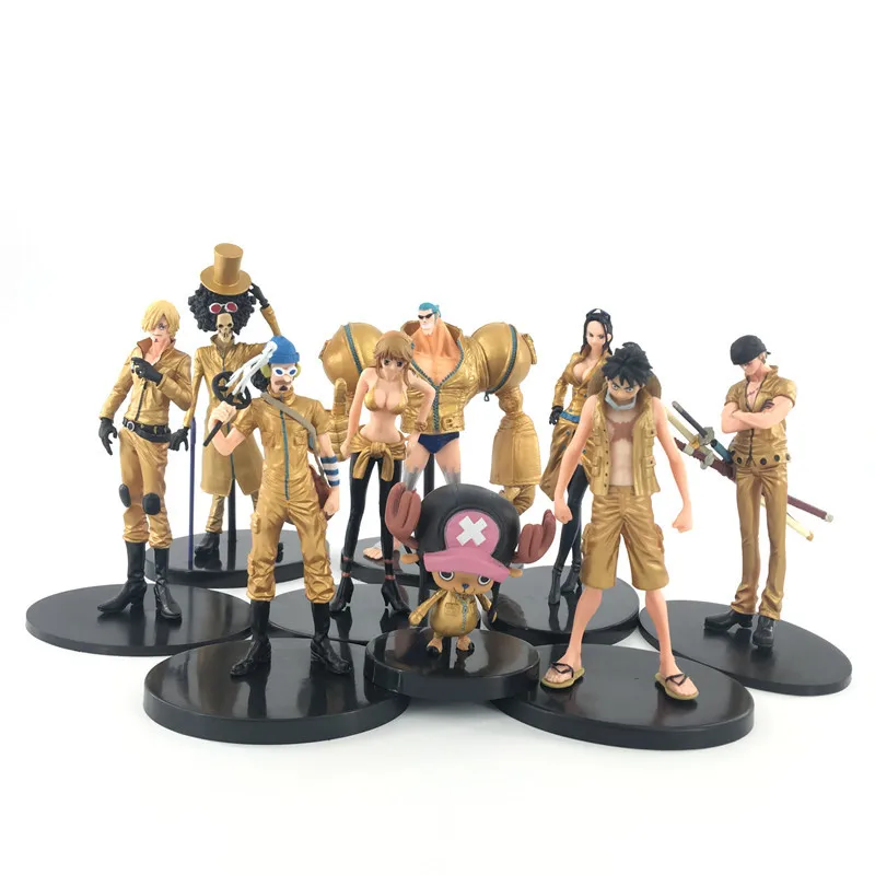 9pcs Set Black Golden White Color Anime Figure One Piece Luffy