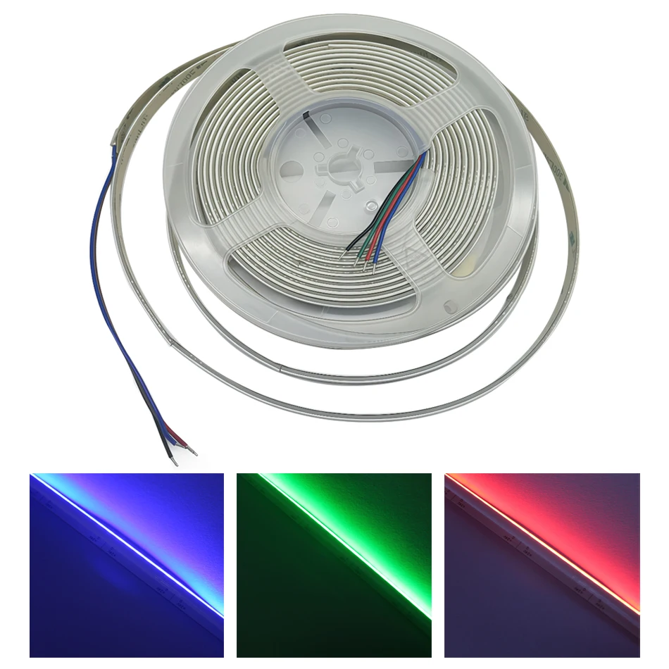 5M 24V RGB seitlich abstrahlender COB-LED-Lichtstreifen, 630 LEDs/m, hochdichte RGB-Farb-COB-Leuchte für Heimraumbeleuchtung, TV-Hintergrundbeleuchtung