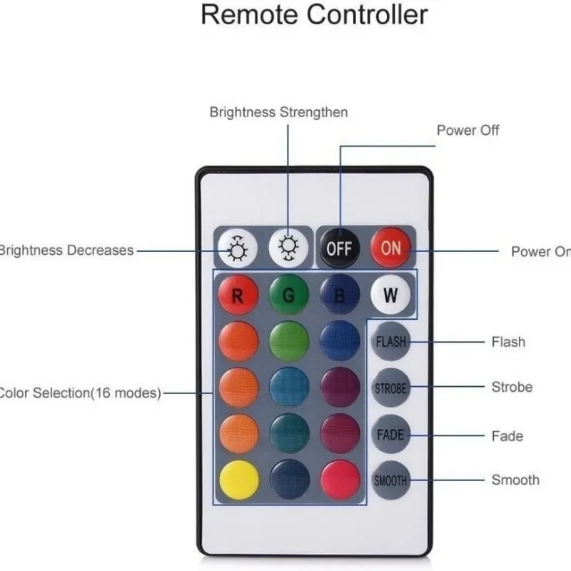 LED24 kunci remote kontrol RGB warna-warni lampu selam bercahaya bak mandi ikan lampu mandi lanskap vas lampu bawah air