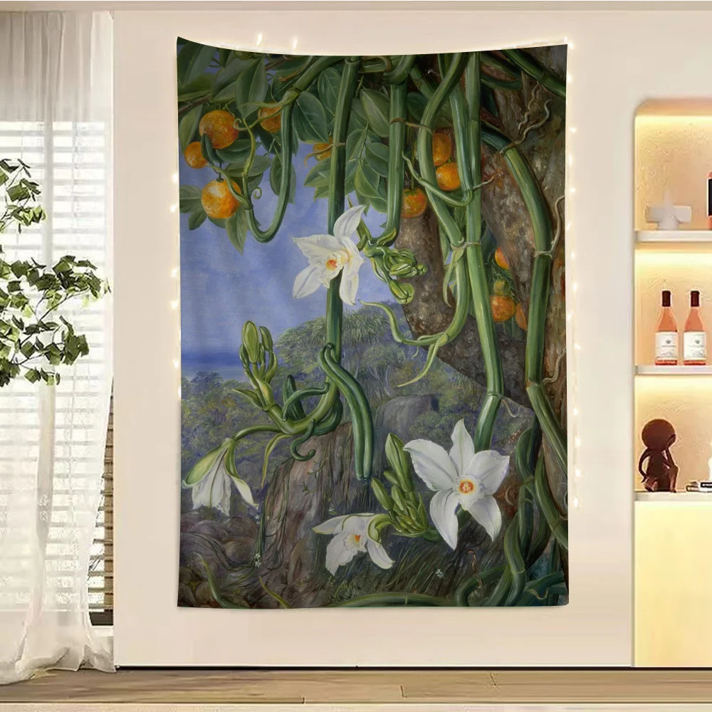 

Botanical Oil Painting Art Colorful Tapestry Wall Hanging Cheap Hippie Wall Hanging Bohemian Wall Tapestries Mandala Wall Sheet