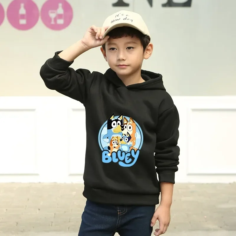 Sweat à capuche Bluey Bingo Anime pour enfants, pull épais, chaud, mignon, fille, garçon, vêtements pour enfants, cadeau de Noël, automne, hiver