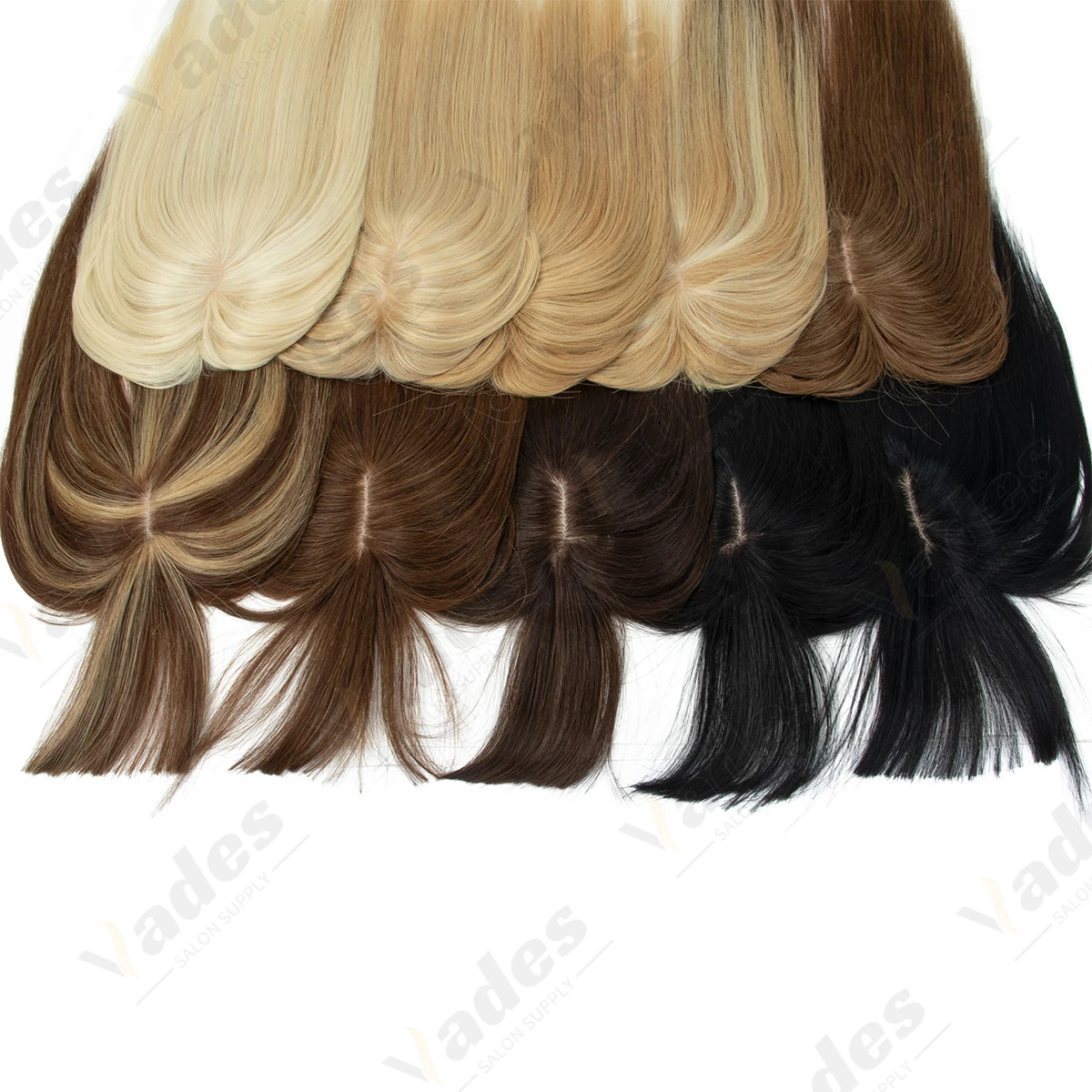 Topper Rambut Asli Manusia 100% dengan Poni, Jepit Rambut 3D Lace untuk Wanita, Menutupi Rambut Menipis dan Beruban