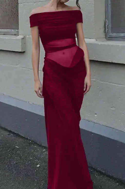 เดรสฤดูร้อนแบบใหม่ คอเดี่ยว เซ็กซี่ ทรงเข้ารูป ผ้าตาข่ายผสมผสาน กระชับสะโพก สำหรับผู้หญิง ดีไซน์หรูหราและโดดเด่น โชว์เอว