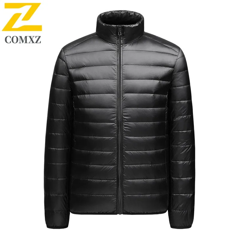 COMXZ Winter Jacket Solid Color Slim Fit Versatile Windproof Travel Padded Jacket Skiing Loose Stylish Down Jacket Men Clothing