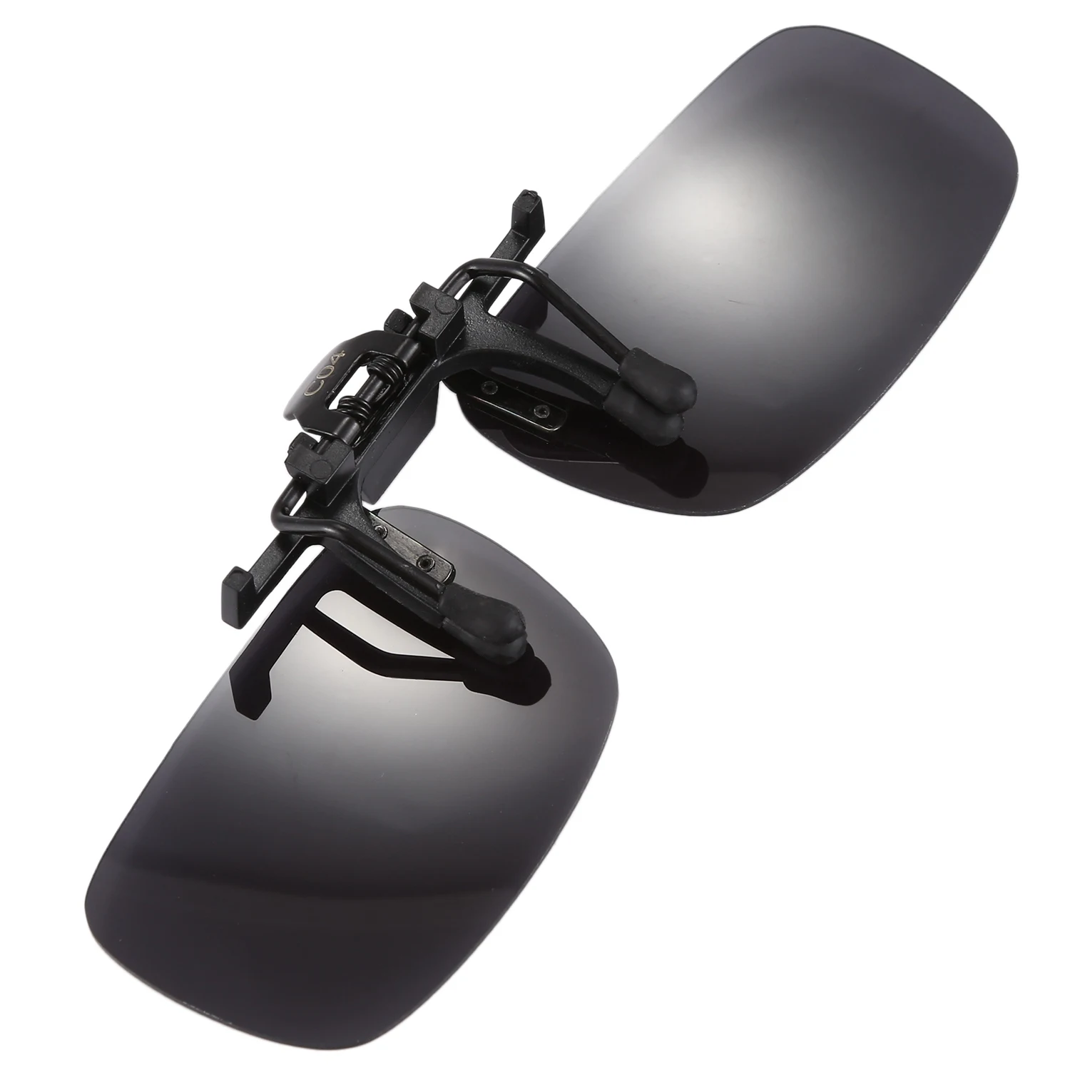 A88M поляризационные солнцезащитные очки без оправы с прямоугольными серыми линзами и откидной клипсой на солнцезащитных очках