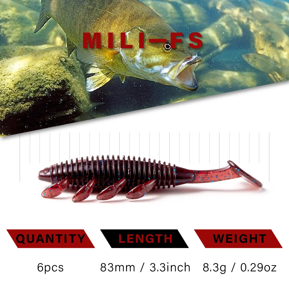SOLOKING 6 Stück/Set Weicher Köder Fat Bug für Barschangeln 83mm 8,3g Forellen-, Barsch-, Hecht-Angelköder Weichköder Swimbait Angelköder-Set – Detail 1