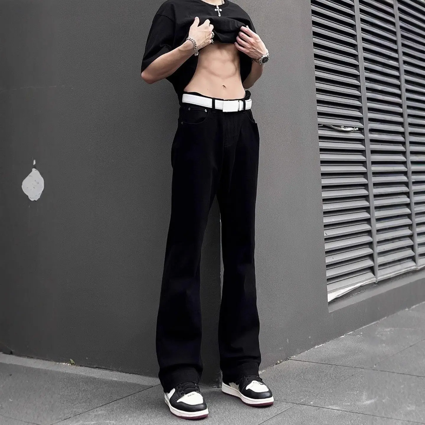 

American Slim Fit Micro Flared Jeans Men Youth Versatile Spring Autumn High Stretch Comfortable Slimming Knife Jeans