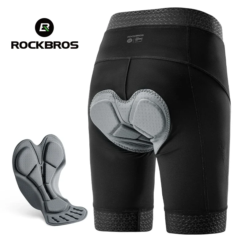 ROCKBROS Men\'s Cycling Shorts With Pocket Shock Absorbation Dual Density Sponge Padded Breathable Bicycle MTB Liner Shorts