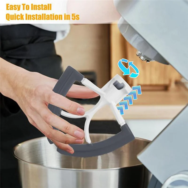 خلاط فليكس مجداف الخافق Forkitchenaid 4.5-5 كوارت مرفقات خلاط برأس مائل حواف سيليكون مرنة وعاء مكشطة-A77G