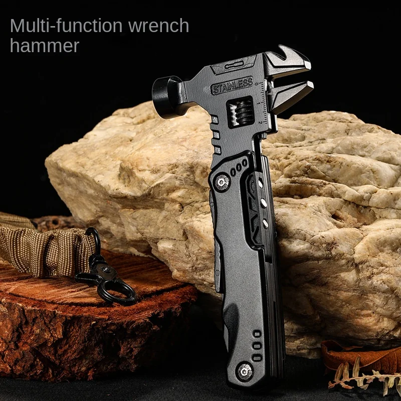 Wholesale Outdoor Multi-Functional Movable Open Mouth Wrench Combination Universal Folding Pliers Knife PliersEDCTool Black