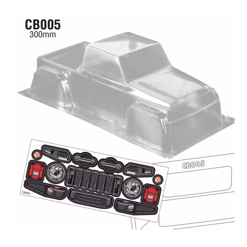 

CB005 1/10 Clear Crawler Body Shell 300mm Wheelbase for SCX10 AX10 4wd TF2 D90 Off Road Rc Car Toys