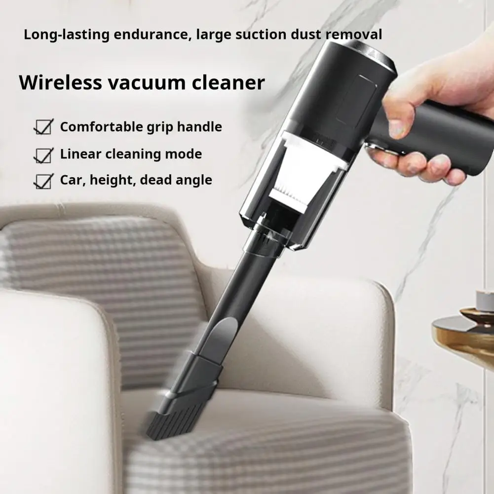 Cordless Car Vacuum Cleaner with Powerful Suction Ergonomic Handle Low Noise Portable Handheld Car Vacuum with 2 Nozzles Kit