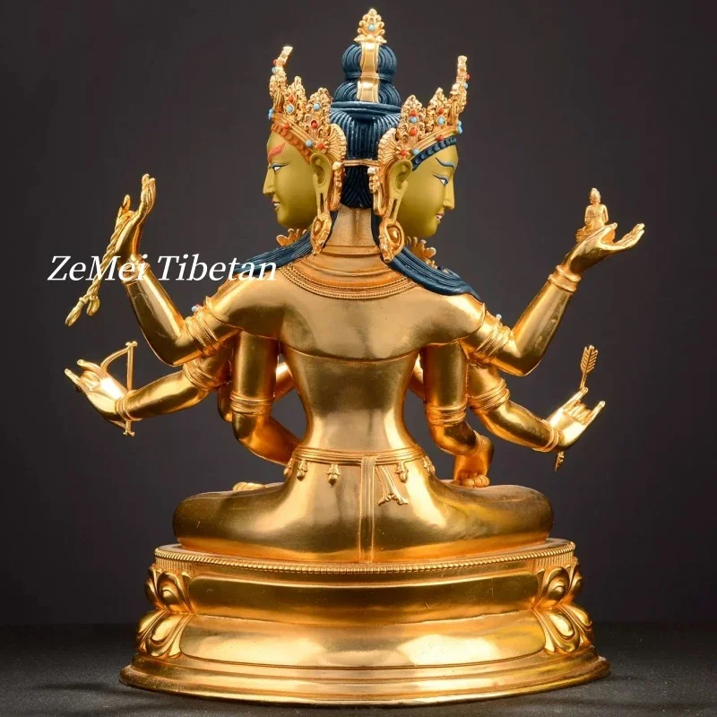 Picture 6: Tibetan-Style Pure Copper The Exalted Buddha-Mother Bodhisattva Guanyin Nepal Statue Buddha Statue Hand-ChiseledX15