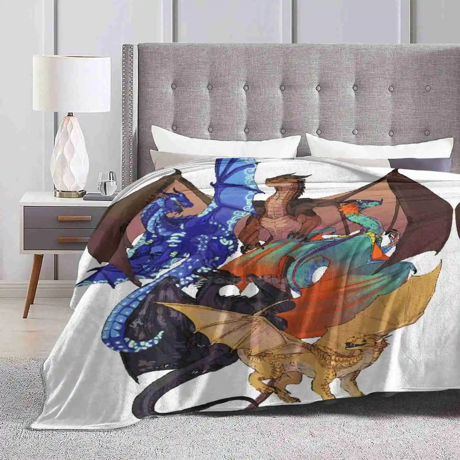 Wings Of Fire Hot Sale Printing High Qiality Warm Flannel Blanket Nightwing Rainwing Seawing Icewing Skywing Sandwing