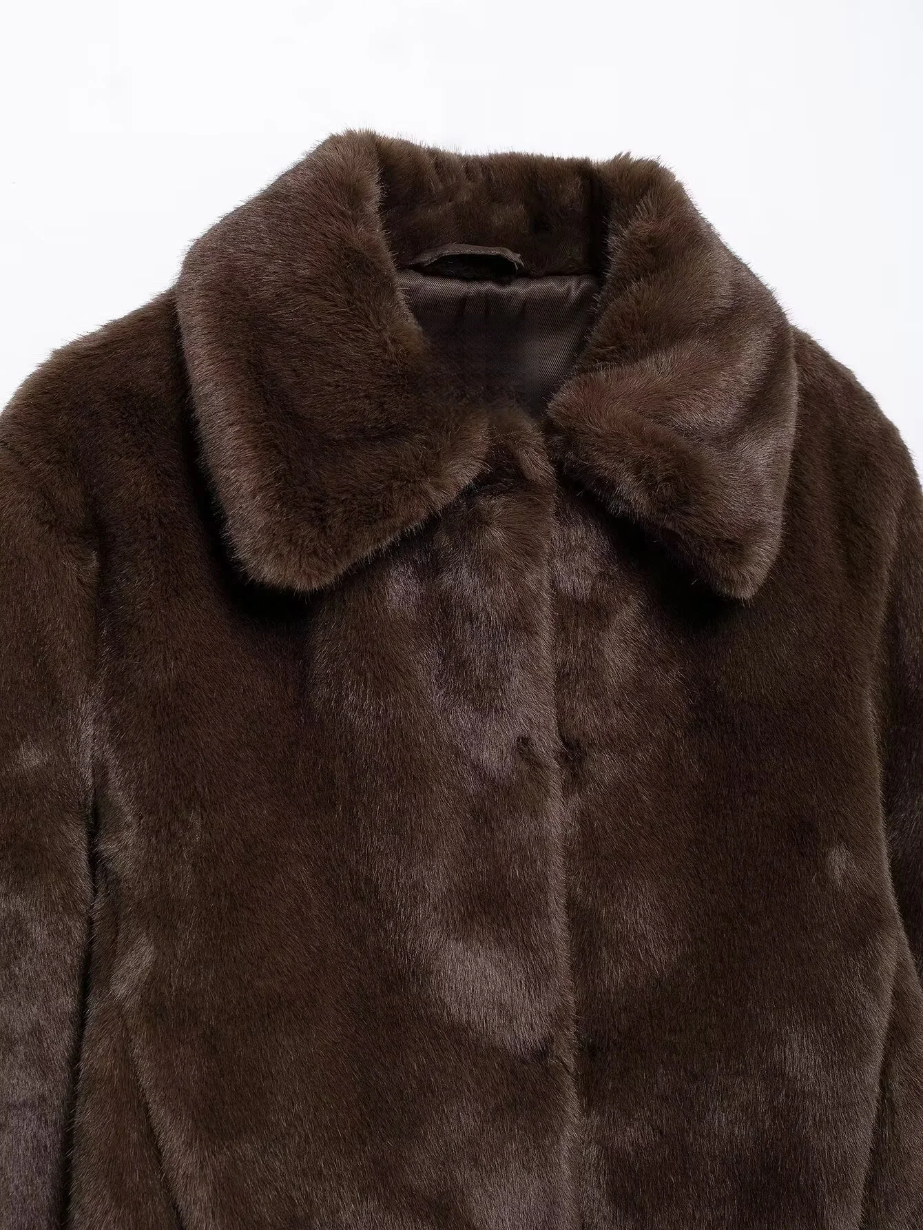 2025 Winter New Women's Casual Fashionable Temperament Lapel Long Sleeve Faux Fur Effect Rope Knot Short Coat