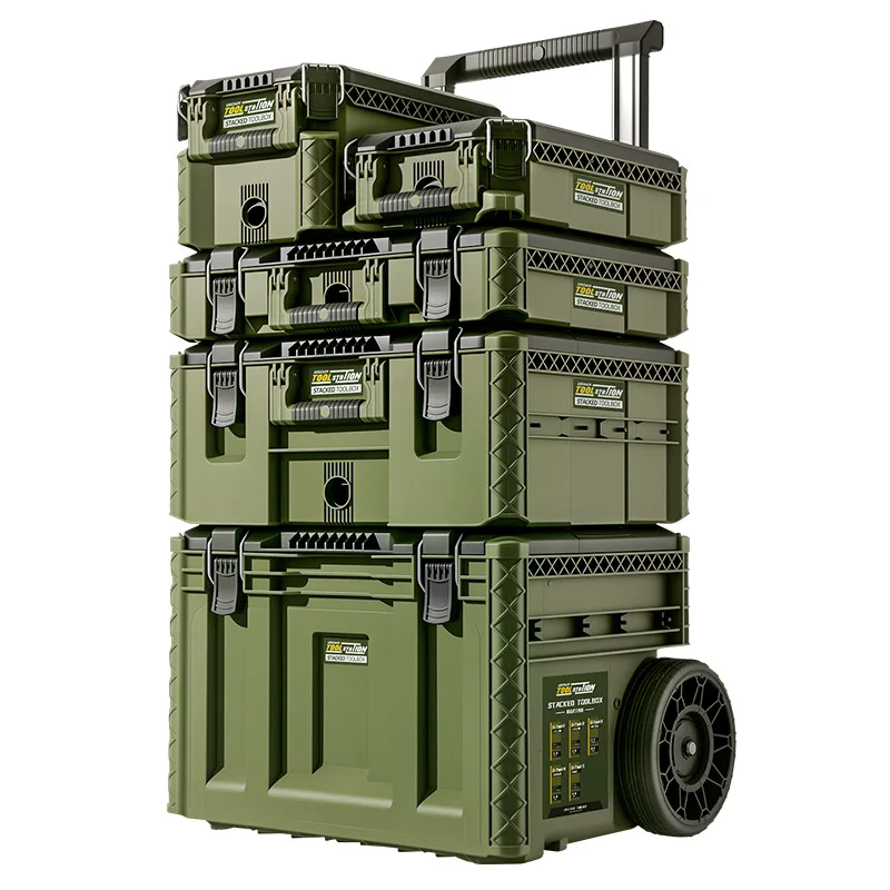 

Tool Organizer Boxes Case Stackable Portable Metal Tool Box Lockable Removable Tray Heavy Duty Garage Mechanic Storage Case