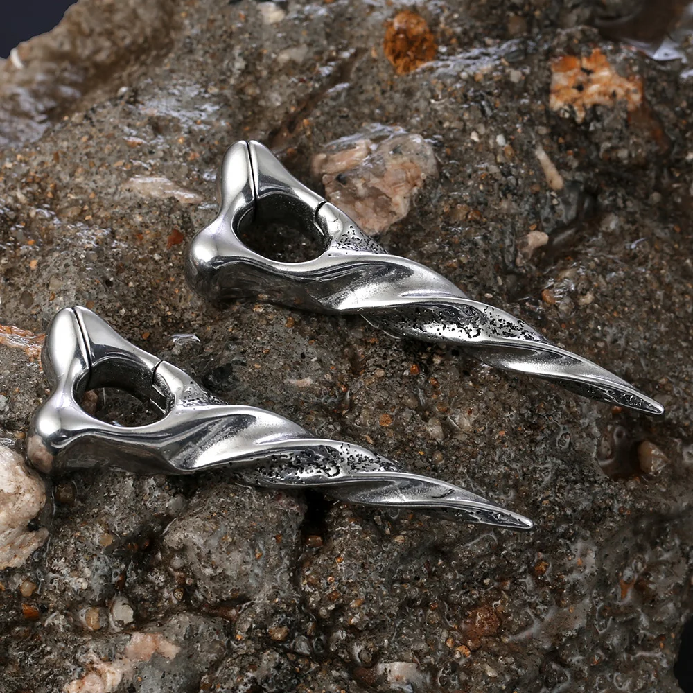 Giga 1/2Pcs 12mm(1/2") Sharp Cone Stainless Steel Ear Weights Hanger Dangle Gauges Earrings for Stretched Piercing Body Jewelry