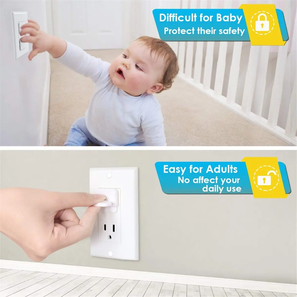 【Socket】 38pcs Outlet Covers White Child Proof Electrical Protector Safety Improved Baby Safety Plug Covers