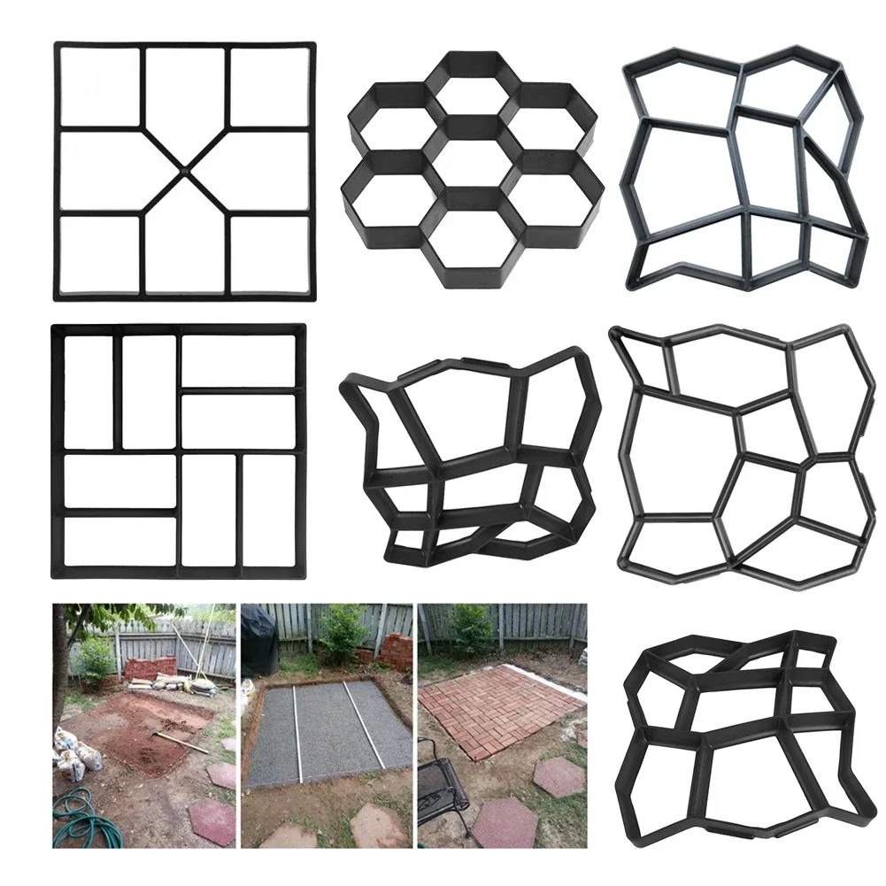 Plastic Garden Path Maker Mold DIY Garden Mold Manually Paving Cement Brick Stone Road Concrete Mould Reusable Manually Paving