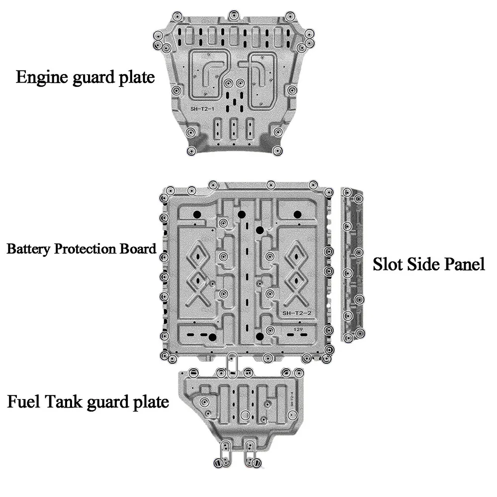 ل JETOUR SHANHAI T2 2024-2025 129 كجم الجبهة تحت غطاء المحرك لوحة حماية لوحة التزلج محرك السيارة لوحة حماية واقيات الطين #6