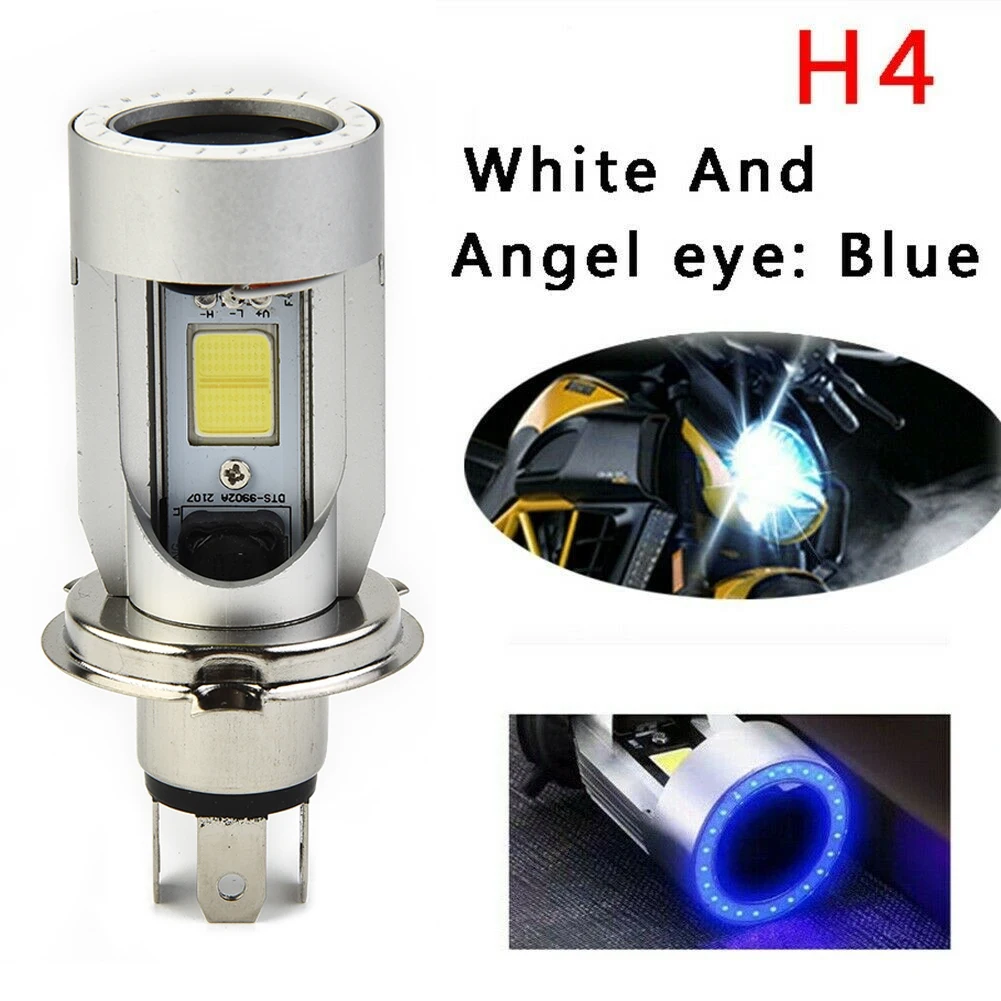 9003 Bulb Headlight Angel Eyes Blue DC 12V-80V HB2 High/Low Beam LED Motorcycle Waterproof 2600lm High Quality