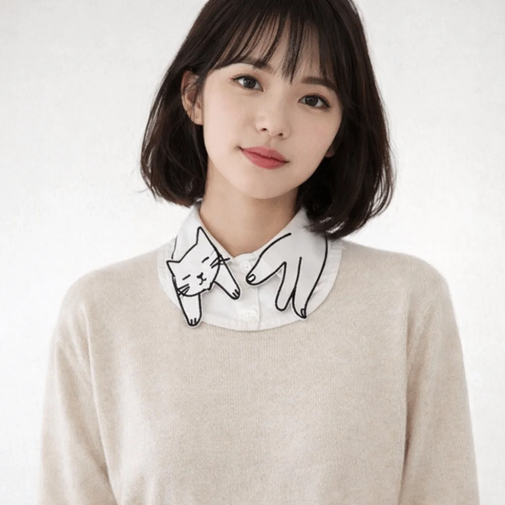 gola-falsa-elegante-de-algodao-com-estampa-de-gato-de-desenho-animado-manga-curta-cor-solida-ajustada-destacavel-decorativa-para-camisetas